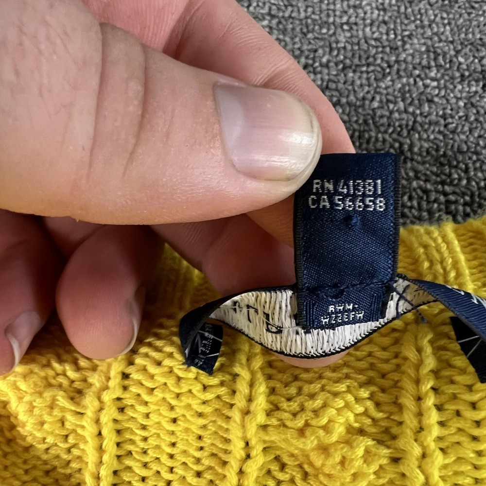 Ralph Lauren Sweater Womens Large Yellow 100% Cotton Cable Knit Crewneck Top - Picture 5 of 11